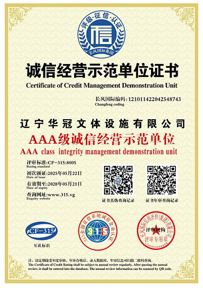 诚信经营示范单位证书